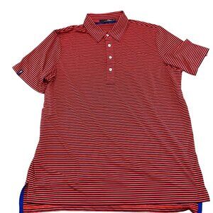 RLX Ralph‎ Lauren Shirt Men XLarge Blue Red Stripe Polo Golf Sport